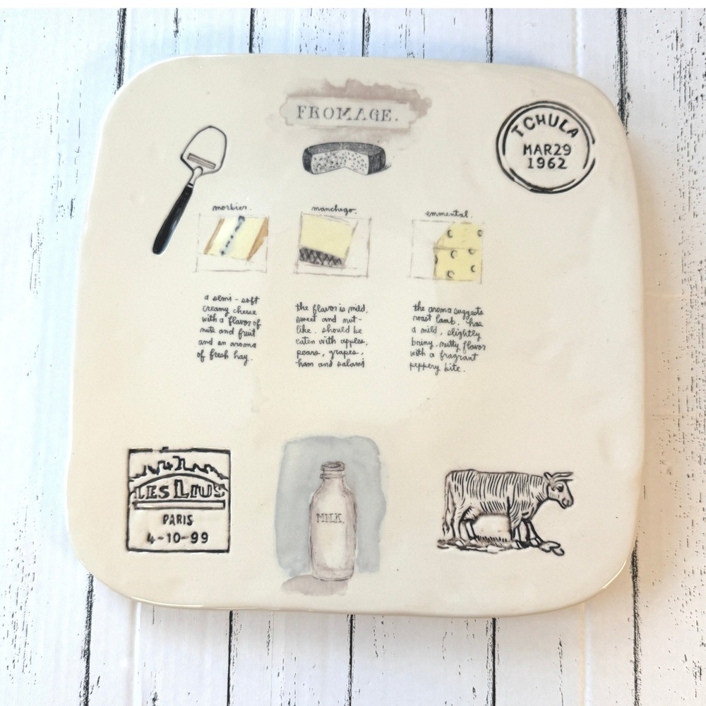 Rae Dunn By Magenta Fromage Ceramic Cheese Board Platter‎